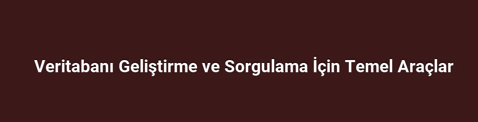 Veritabanı Geliştirme ve Sorgulama İçin Temel Araçlar