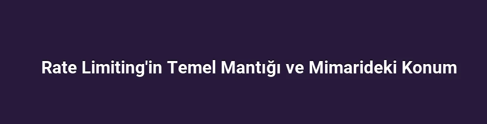 Rate Limiting'in Temel Mantığı ve Mimarideki Konum